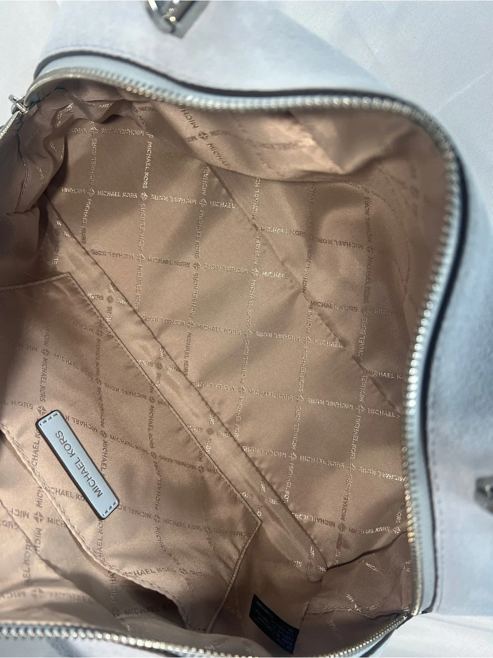 Michael Kors Cecily Medium Pale Ocean Suede Shoulder Bag & Wallet Set EUC